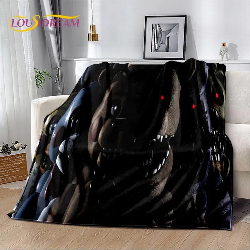 3D Horror Game F-FNAF Freddy Cartoon Soft Flannel Blanket for Bed Bedroom Sofa Picnic,Throw Blanket for Outdoor Leisure Nap Gift