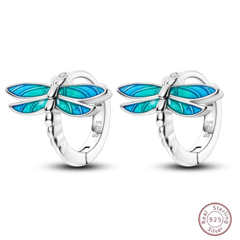 Sweet 925 Silver Ladybug Butterfly Dragonfly Iris Flower Design Earrings Fit Wedding Parties Exquisite Jewelry