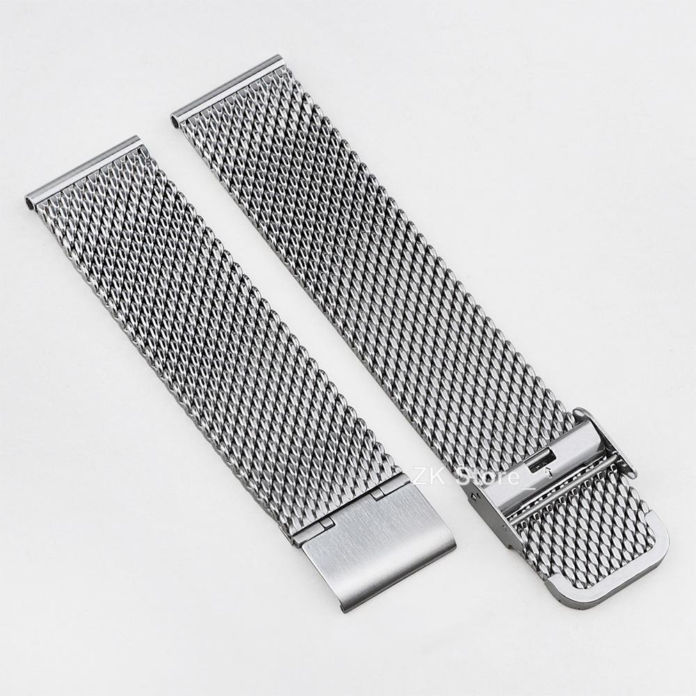 Mesh Edelstahl Uhrenarmband 18mm 20mm 22mm 24mm Uhrenarmband Metall Schnellverschlussband Universalschlaufe Armband Gürtel