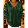 YYFS Camicette e camicie con scollo a V a maniche lunghe con stampa tinta unita primavera autunno moda casual da donna