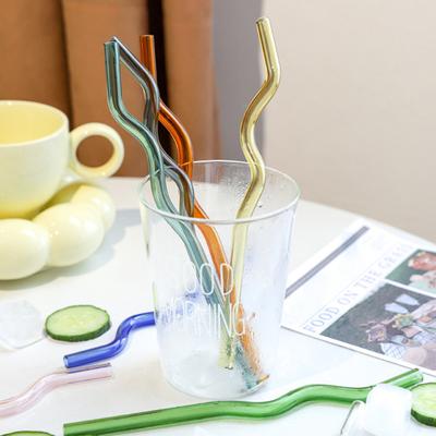 High Glass Wavy Straws Reusable Colorful Straws for Juice Tea Coffee