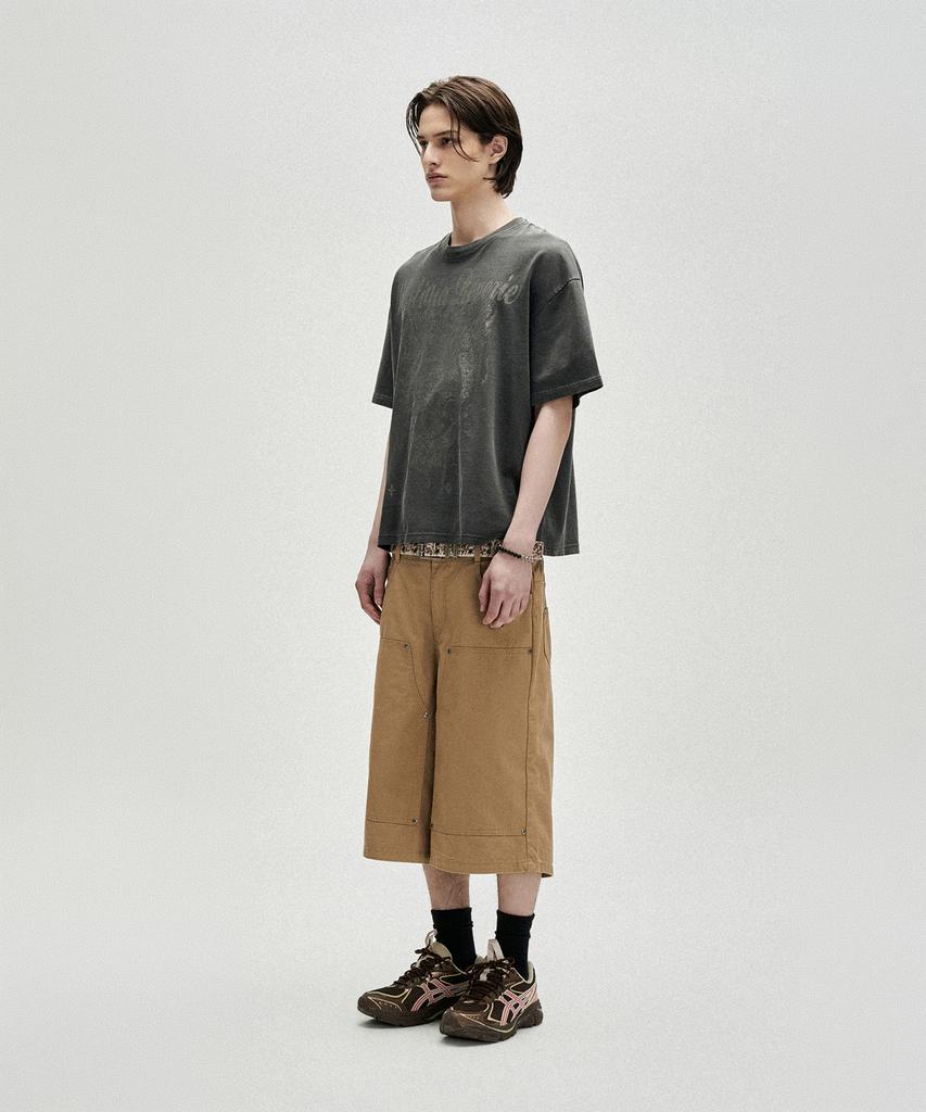 NOT4NERD Ignited Angel Pigment Loose Cropped T-Shirts - Charcoal