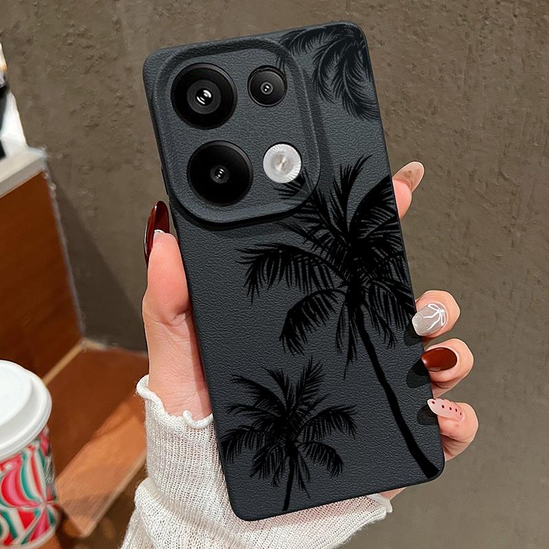 

Чехол с текстурой кожи и принтом кокосовой пальмы для Xiaomi 13T Poco X7 X6 Redmi Note 14 Pro 13 12 11 Матовый противоударный мягкий чехол из ТПУ для телефона Redmi Note 12 Pro 4G