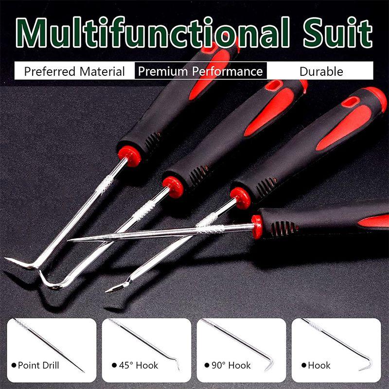 4 buc Set de etanșări și cârlige auto Auto Oil Seal/O-ring Seal Garnitură Pick Hook Puller Remover Anvelope Stone Cleaning Auto Maintenance Tools