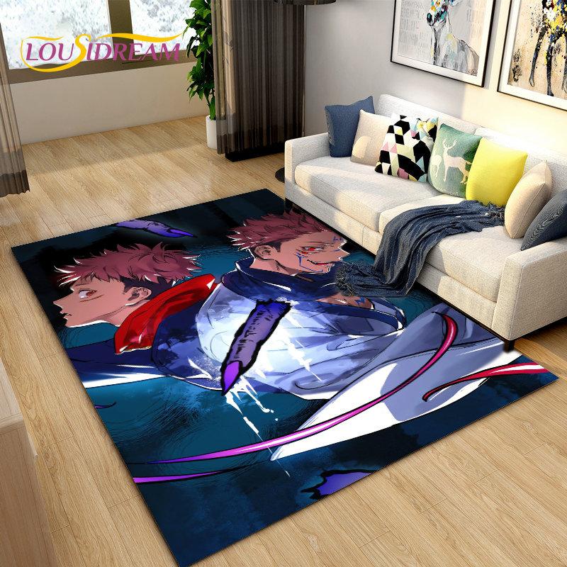 Jujutsu Kaisen Anime Cartoon Area Rug,Carpets Rug for Living Room Bedroom Sofa Doormat Decoration,Kids Play Non-slip Floor Mat