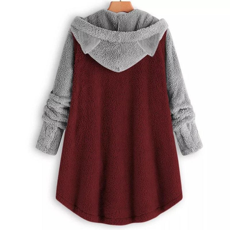 Hooded Coat Women Autumn Winter Hoodies Kawaii Cat Ears Long Sleeve Coats Warm Casual Buttons