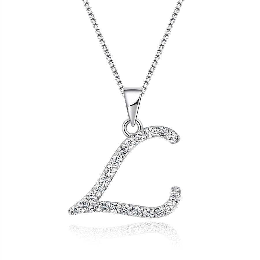 Moissanite L Letter 925 Silver White White Gold Plated Pendant Iced Necklace