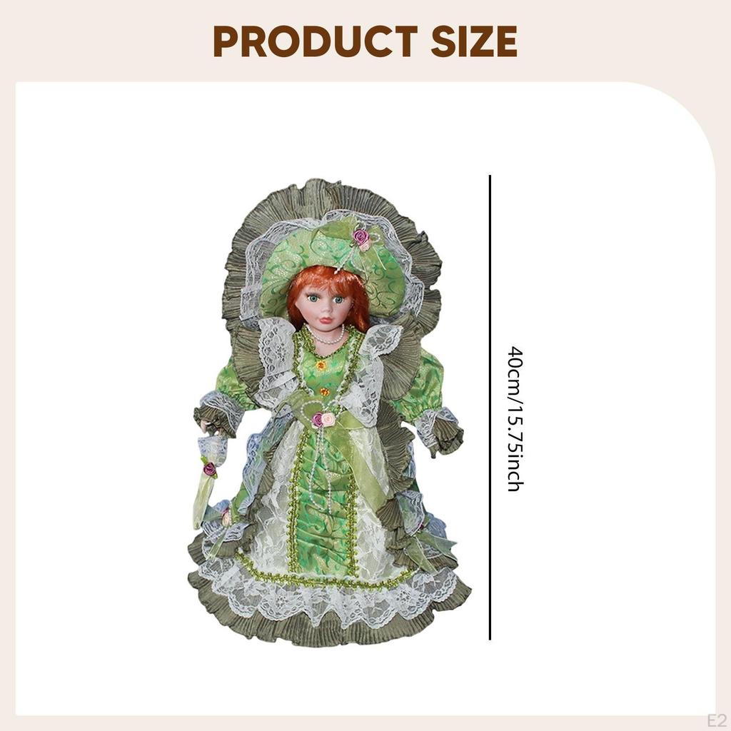 Escultura de Boneca de Porcelana em Pé Figura de Menina de Cerâmica Coleção Ornamento de Mesa para Lareira