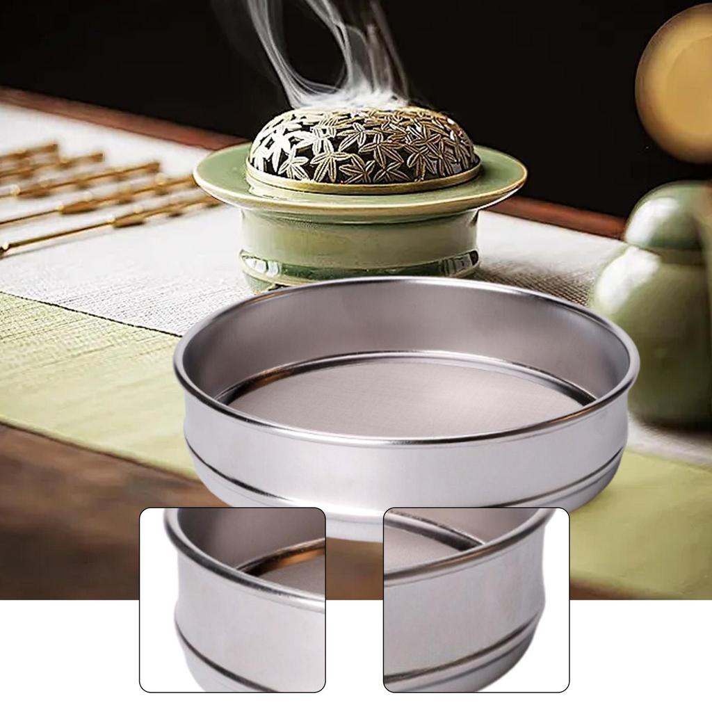 Stainless Steel Flour Sieve for Baking Fine Mesh Strainer Round Flour Sifter Reusable Diameter 7.9 Inch Ceramic Glaze Filter