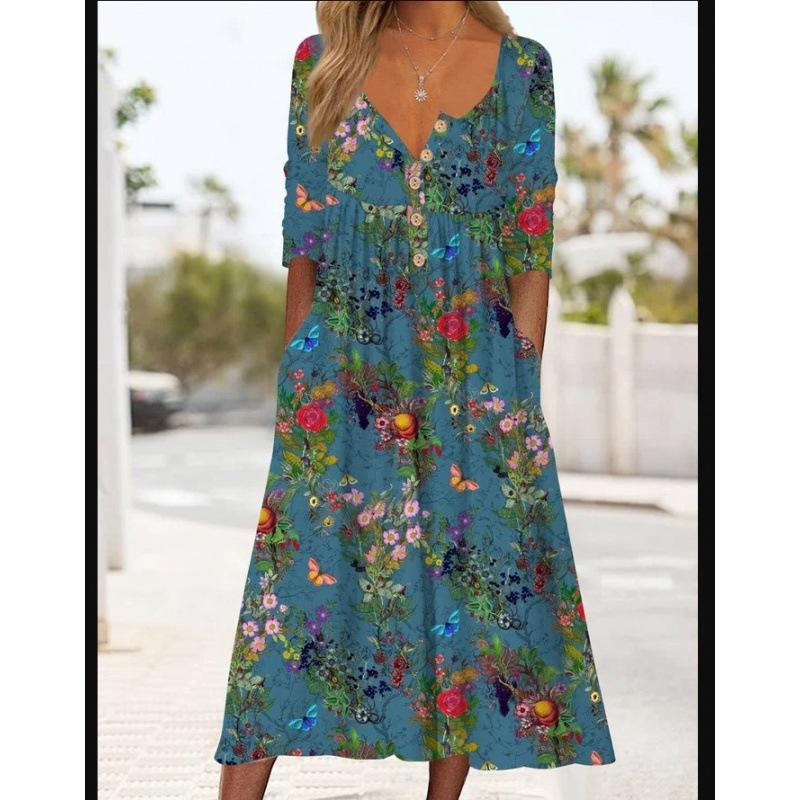 

2025 Новые модные тенденции платья весна-лето платья с принтом на талии модные женские 4XL