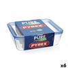 Boîte À Lunch Hermétique Pyrex Pure Glass Transparent Verre (800 Ml) (6 Unités)