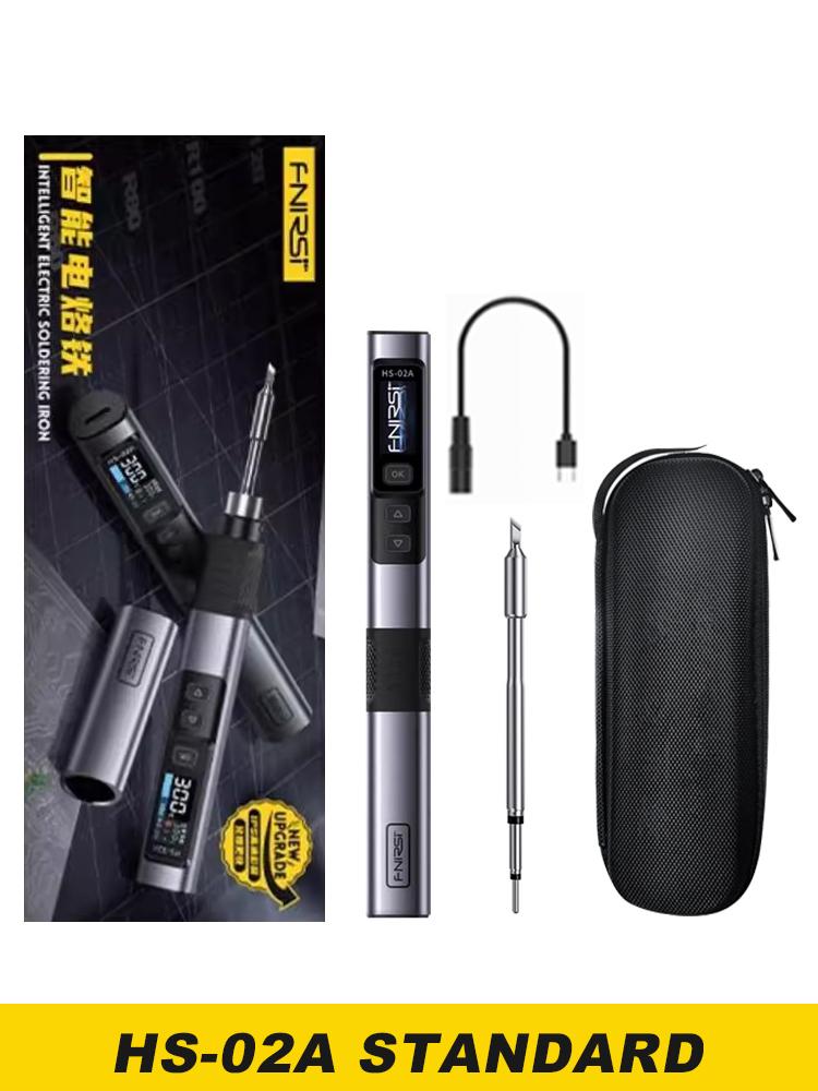 FNIRSI HS-02 Soldering Iron Smart Sleep IPS Color Display Screen 100-450℃ Soldering Rework Station PD100W Portable Repair Tool