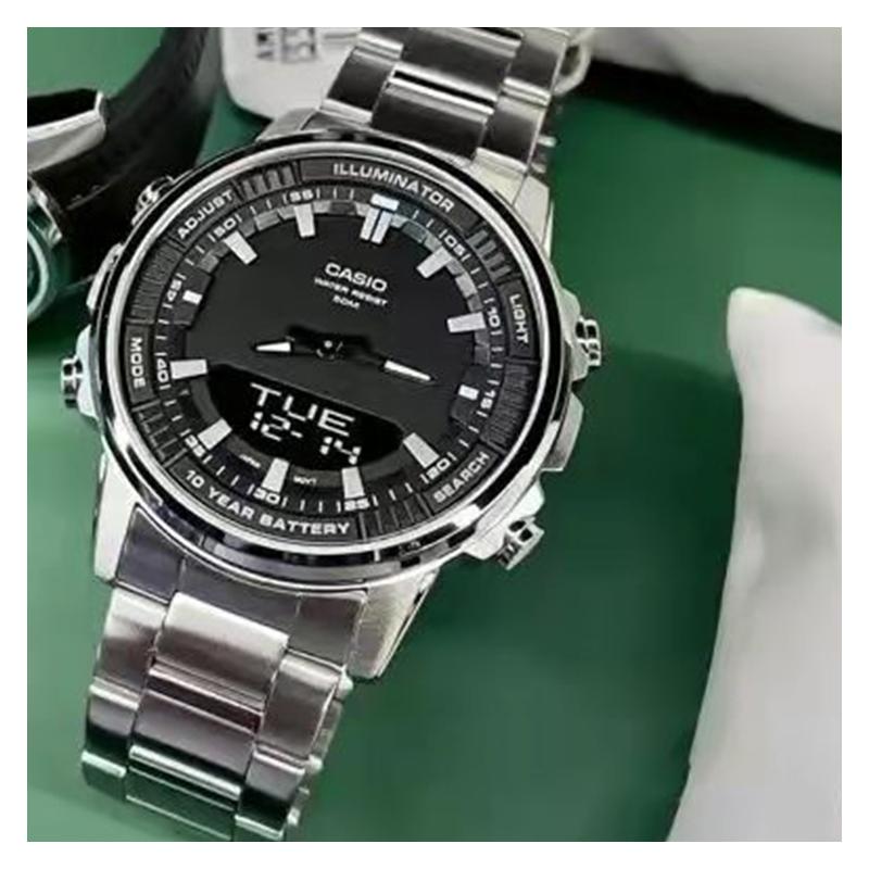Casio DRESS Classic Simple Exquisite Fashion Quartz Movement Stainless Steel Strap Japanese and Korean Watch Men's Watch Black Dial AMW-880D-1AV