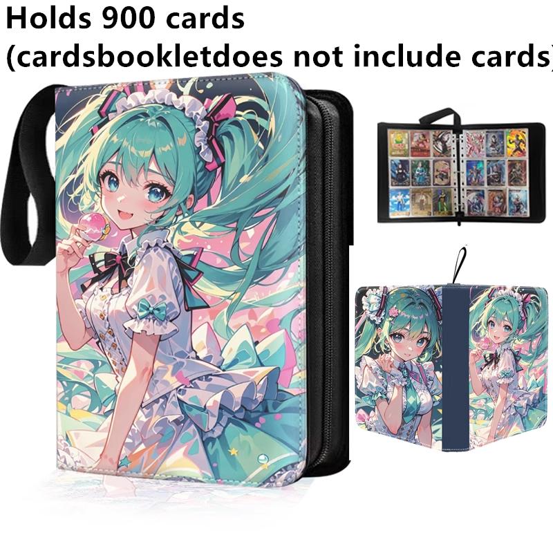 Hatsune Miku 400pcs/900pcs Card Album Book Folder 4/9 Card Slots Collections Zipper Double Pocket Zipper Card Binder Holder