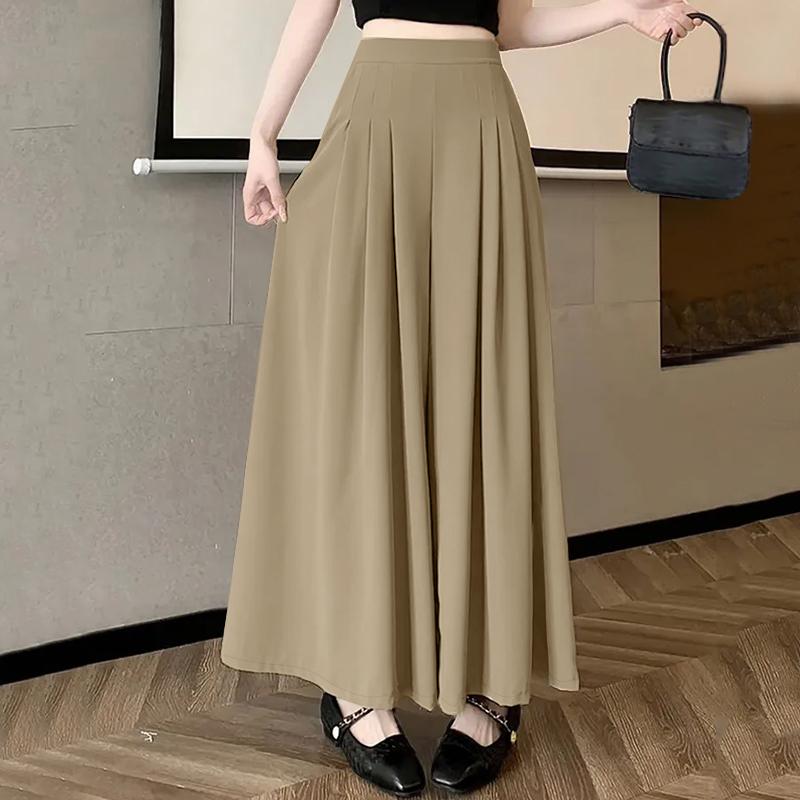 ZANZEA Women Casual Elastic Waist Solid Color Loose Wide Leg Pants