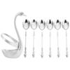 1Set Alloy Dessert Spoons with Base Functional Flatware Set for Serving Food Keeping Countertop Clean Stylish Home