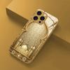 Golden architectural pattern glass phone case suitable for iPhone 17 16 15 14 13 12 11 Pro Max Plus anti drop and shockproof