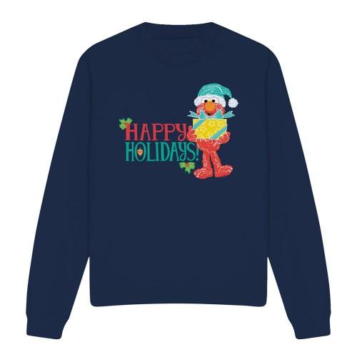 Sesame Street Unisex Adult Happy Holidays Elmo Christmas Sweatshirt