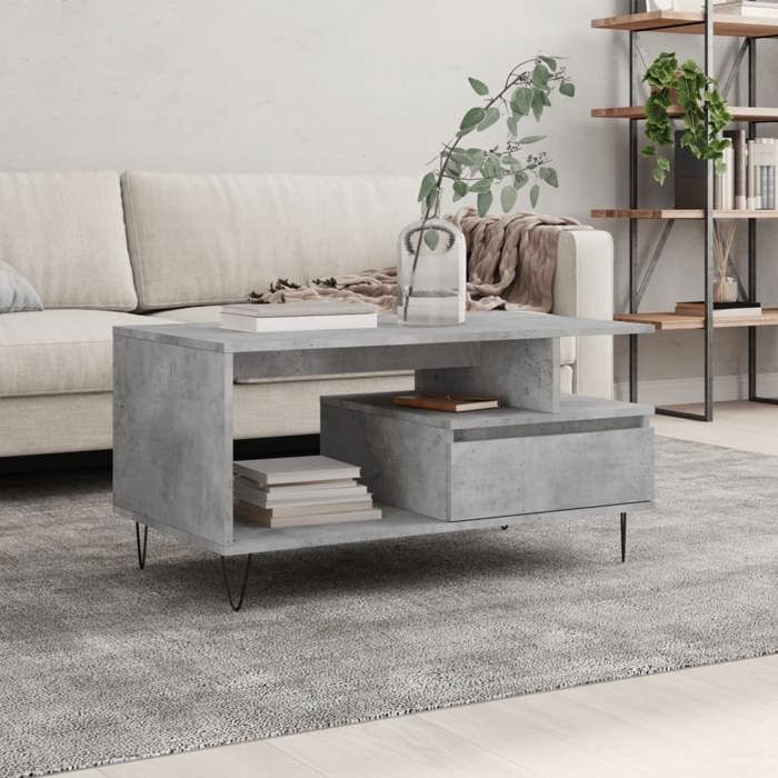 VidaXL Table basse Gris béton 90x49x45 cm Bois d'ingénierie 831024