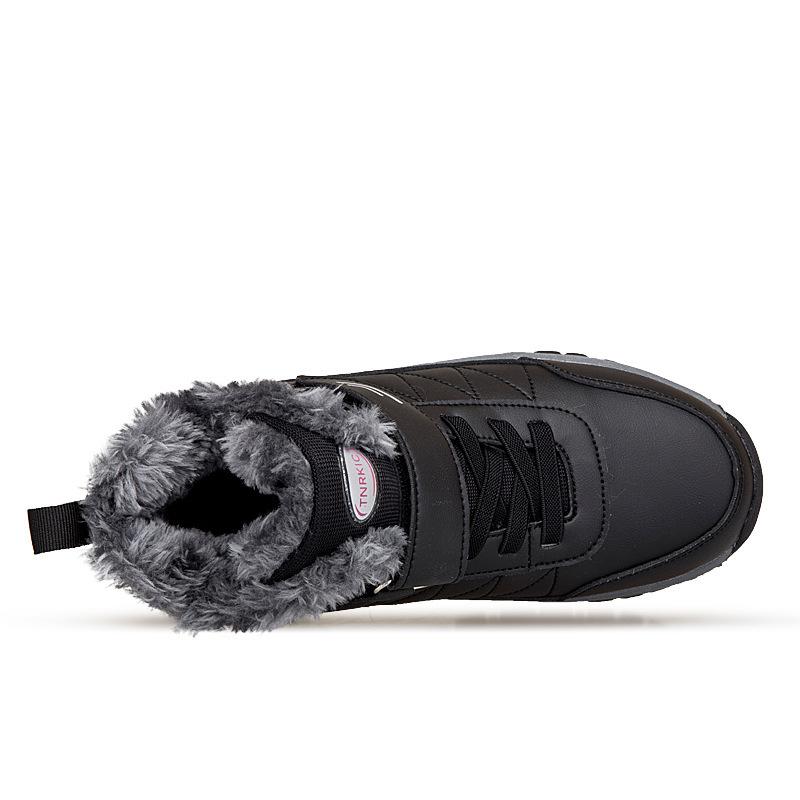 Men's Snow Boots Thermal Winter Shoes Lace-up Boots With Hook And Loop Fastener, Casual Hiking Walking Shoes