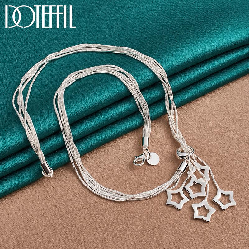 Snake Chain Star Pendant Necklace Silver Party Gift Fashion Jewelry