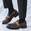 Fashion Thick-sole Tassels Loafers New Men's Pointed Tassel Leather Shoes Male Designer Formal Wedding Prom Dress Homecoming Footwear
