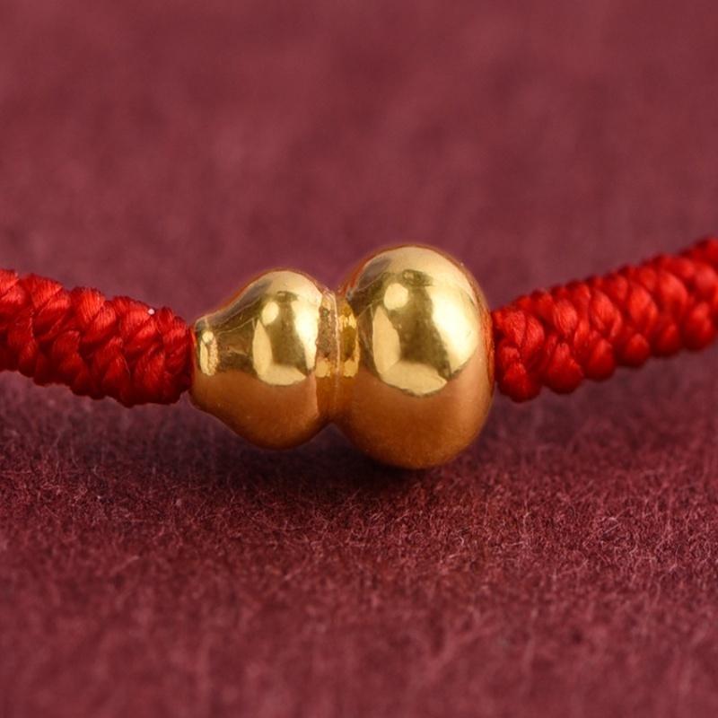 Fashion Handmade Woven Red Rope Bracelet For Couple Lucky Gold Color Calabash Charm Bracelet Good Fortune Bracelet New Year Gift