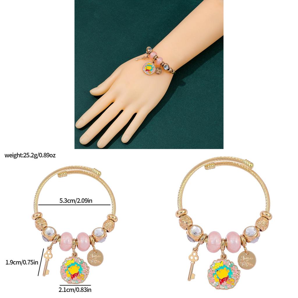Winnie Puuh Handkette für Damen und Teenager mit goldenen Zinklegierungsperlen und Cartoon-Design