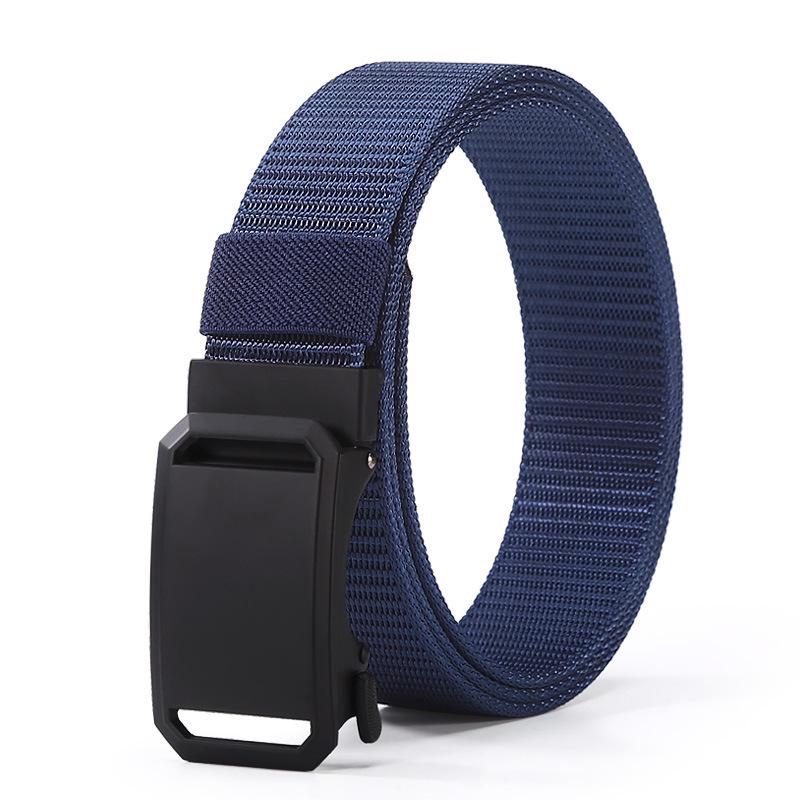 Unisex Nylon Tactical Belt with Alloy Buckle and Braided Leather Detail