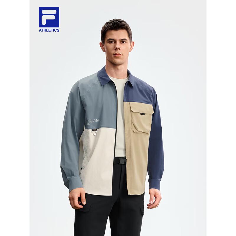 FILA Men s Autumn Outdoor Color-Block Long-Sleeve Woven Shirt L