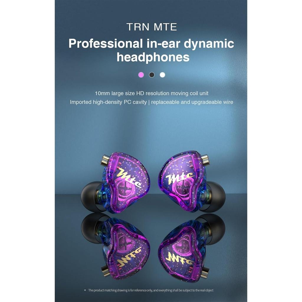 TRN MTE 10mm Dynamic Driver Earbuds,TRN In Ear Headphones HiFi Stereo Sound Earphones with Detachable 2Pin Cable for Musician Drumme