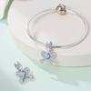 Charm Bead Charms Authentic copper Plated Blue Zircon Butterfly Knot Heart Pendant Bead Charms Compatible With Bracelets Diy Gift Women Delicate