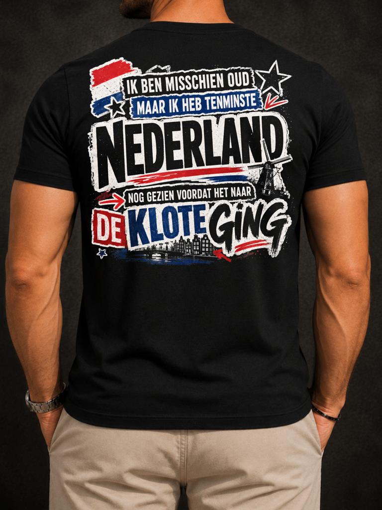 Dutch Nederland with Stars Arrows Windmill Canal Skyline and Layered Graffiti Quote Design Unisex Unisex All T-Shirt