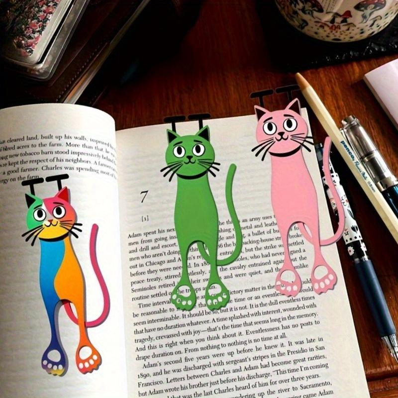 3pcs Marque-pages Acrylique 2D Chat Coloré Mignon Chaton Design Animal Marque-pages pour Lecteurs Enfants Étudiants Porte-pages Décoratifs