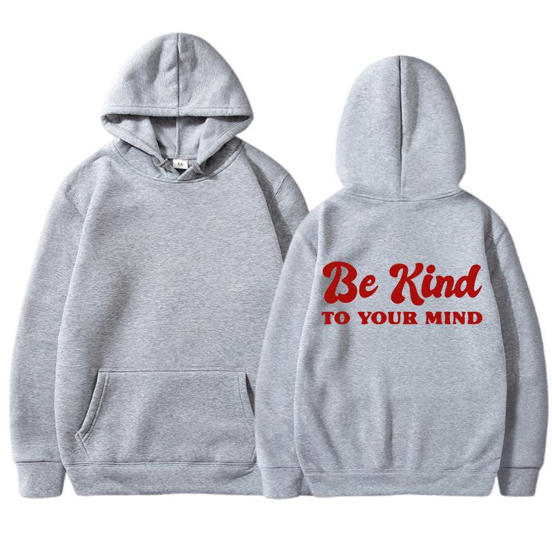 BE Kind European and American fashion printed thickened versatile long-sleeved loose hooded sweatshirt for women