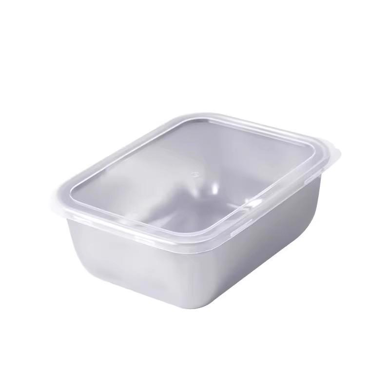 Food Grade Stainless Steel Airtight Storage Container with Lid, Multi-Purpose Refrigerator Organizer, Commercial Lunch Box.