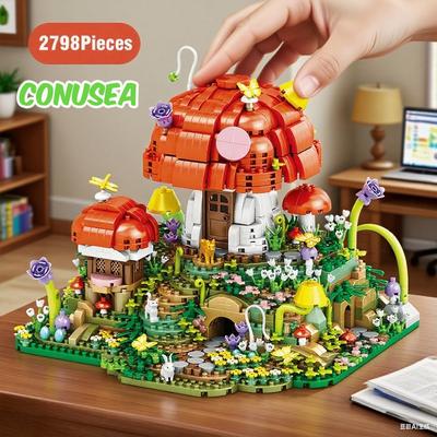 2798Pieces Mushroom House Building Blocks Micro Mini Bricks Assemble Puzzle Toys For Children Birthday Gifts Kids Girls Child