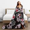 Sugar Skull Rose Halloween Knitted Blanket Flannel Gothic Day of the Dead Warm Throw Blankets for Bed Bedspread
