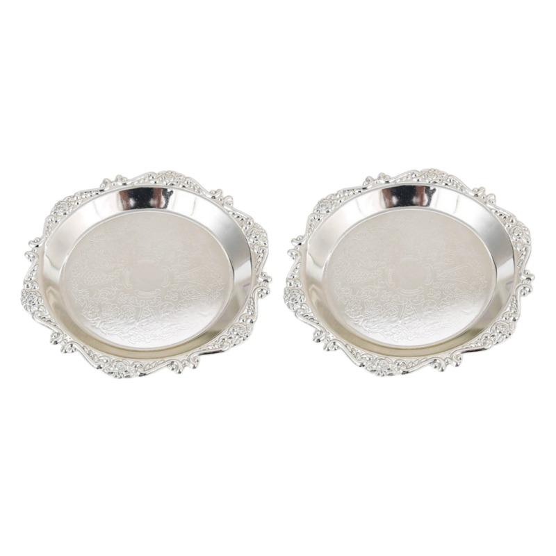 Vintage Carved Iron Jewelry Tray Gold Silver Finish Decorative Organizer Elegant Ring Holder Trinket Dish For Vanity Decor