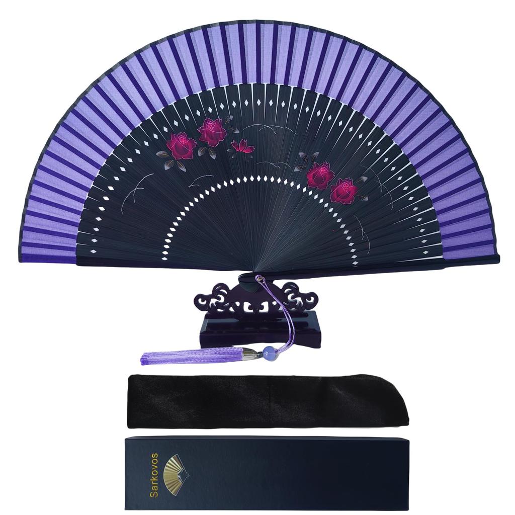 Sarkovos Folding Natural Japanese Perfect for Yukata and Summer Heatstroke Perfect Gift for Fireworks Stylish Japanese Elegant Souvenir Fan Women's