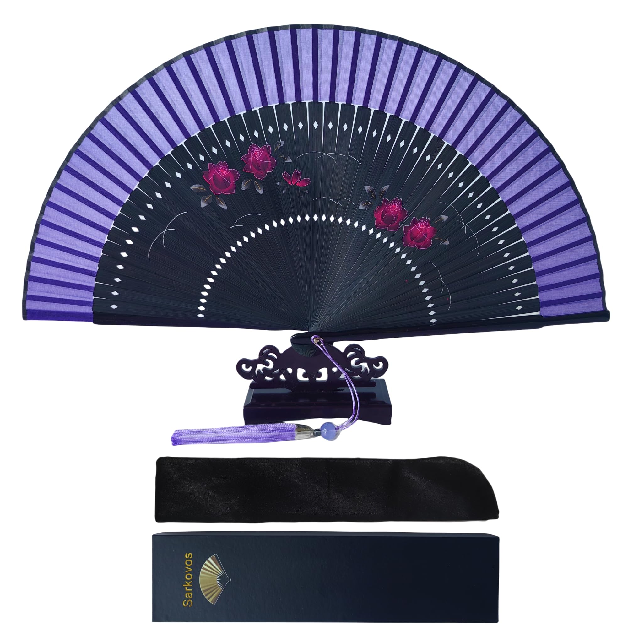 

Сарковос Складной Натуральный Японский Идеально подходит для Юката и Летнего Теплового удара Идеальный Подарок для Фейерверков Стильный Японский Элегантный Сувенирный Веер Женский фиолетовый