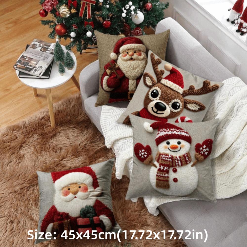 Cartoon Santa Snowman Elk Sofa Cushion Cover Merry Christmas Pillow Case  Home Bed Car Decor