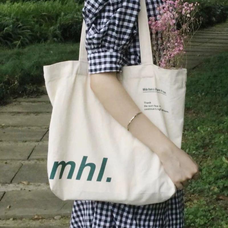Canvas Bag Zipper Bag UGH Shoulder Shopping Class Shopping Cloth Bag Wholesale Handbag Large Capacity Literary