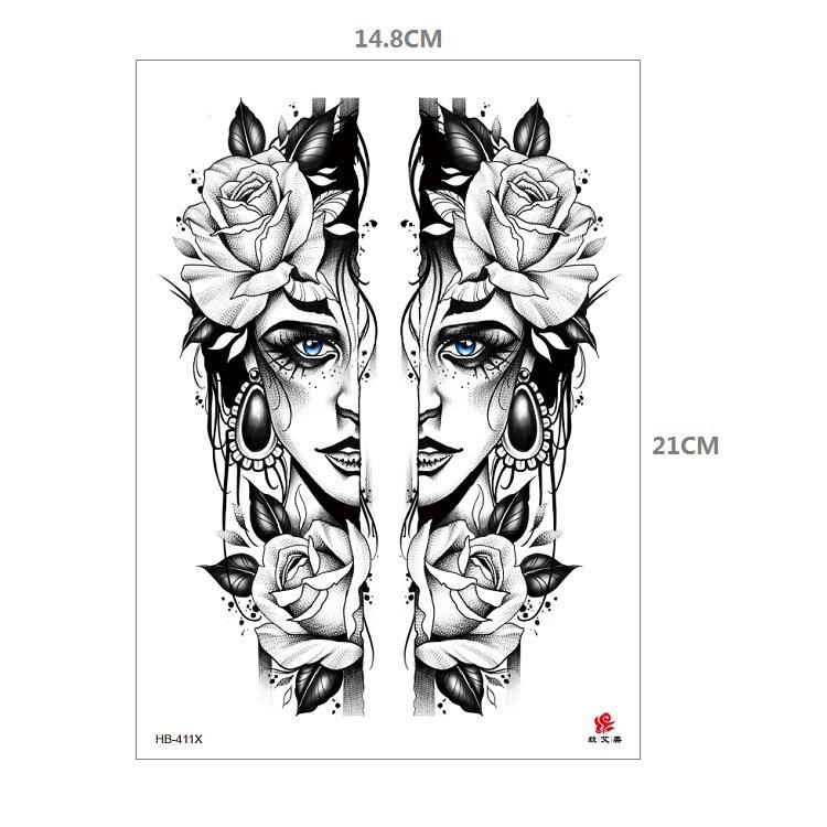 Clown Mouth Flower Body English Color Lion Tiger Half Arm Animal Pattern Water Transfer Simulation Tattoo Sticker