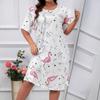Women's Pajamas Plus Size Summer New Leopard Print Round Neck Loose Casual Mid Length Sleeping Dress