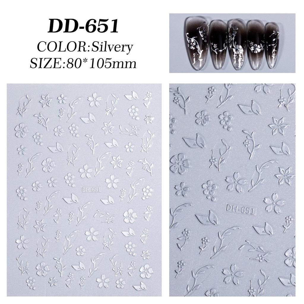 3D Magic Mirror Flower Nail Stickers with Adhesive - Japanese-Style Hot Stamping Design