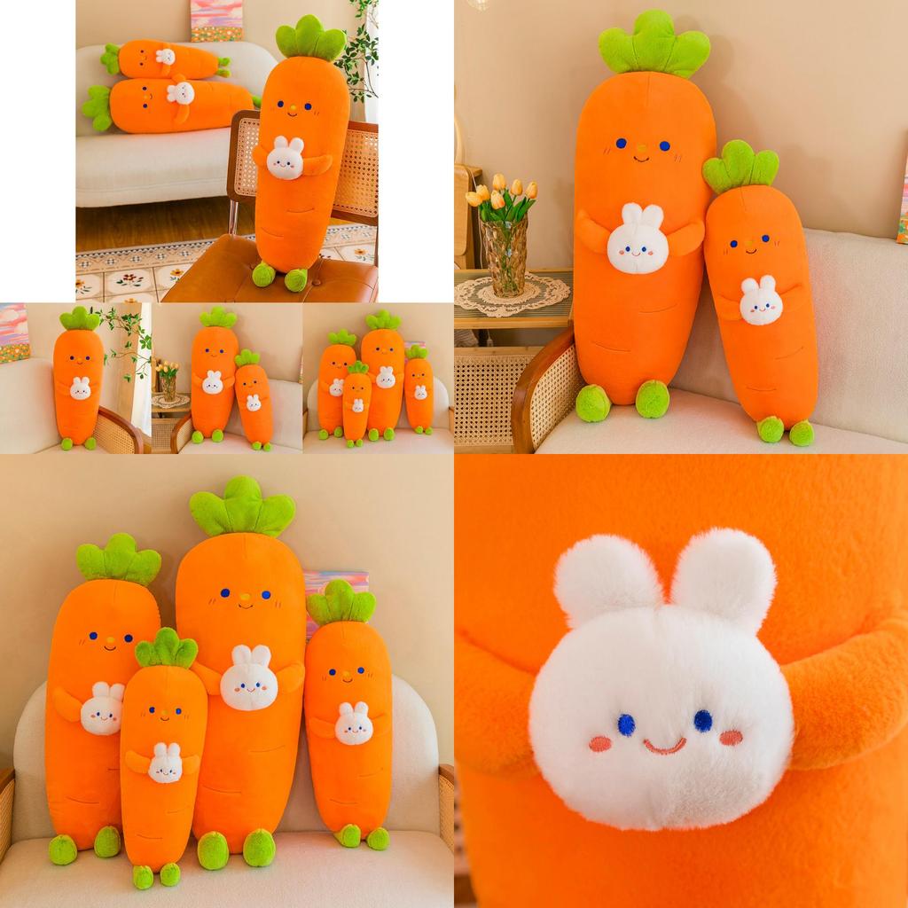 Adorable Carrot Bunny Plush Pillow Soft Down Cotton Stuffed Toy Perfect Gift For Girls