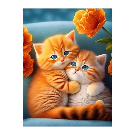 1 ensemble de peinture de strass de chat de dessin animé avec outils de perçage de toile, perceuse complète 5D, artisanat de bricolage, Kit de décoration de dessin artistique en strass pour débutants et adultes