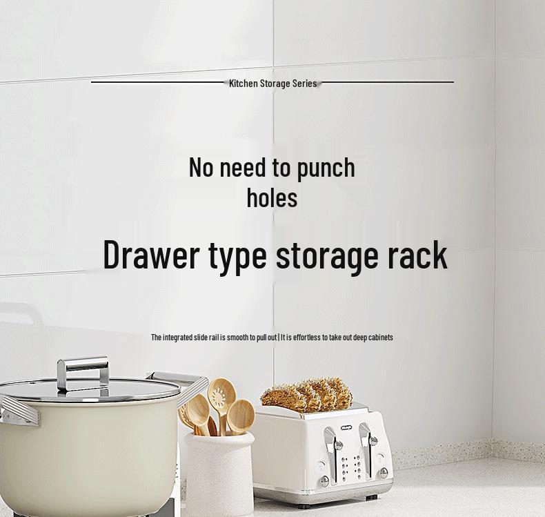 No-Install Spice Rack & Drawer Basket for Under-Sink Kitchen Storage