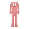 Rosafarbenes Wellsoft-Sweatshirt-Hose-Strickpyjama-Set mit Kapuze und Ohren, Thmaw24pt00030